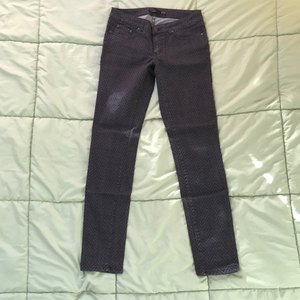 Prana Herringbone-print Skinny Jeans Grey sz 6